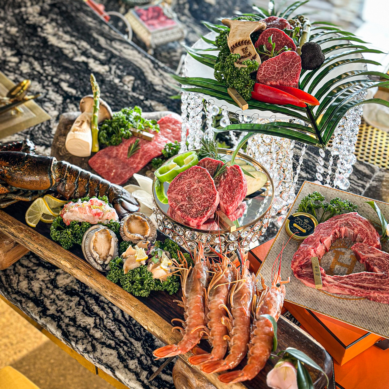 No.1 VIP 韓牛おまかせ プライベート海の見えるコースとロブスター