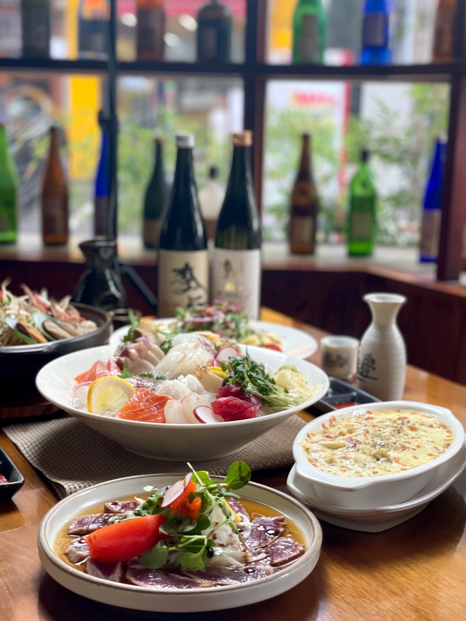 Cozy, nature-forward izakaya room at Leesang Main Cheongdam