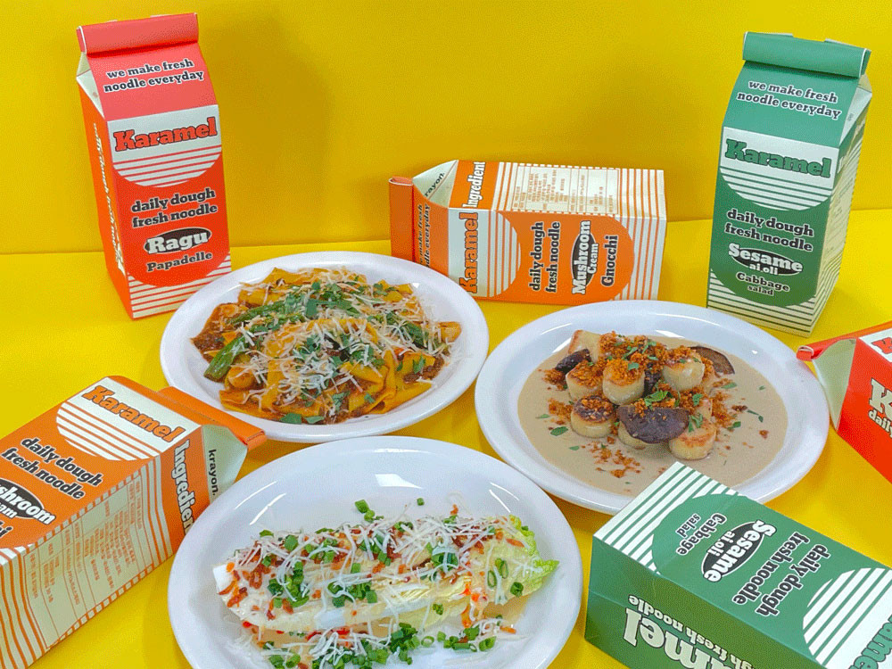 Karamel fresh pasta bar with gnocchi and salad