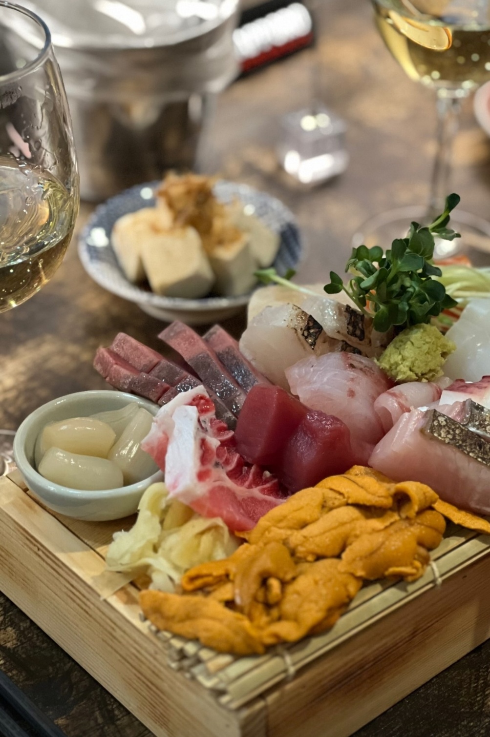 Naru counter with aged sashimi selection