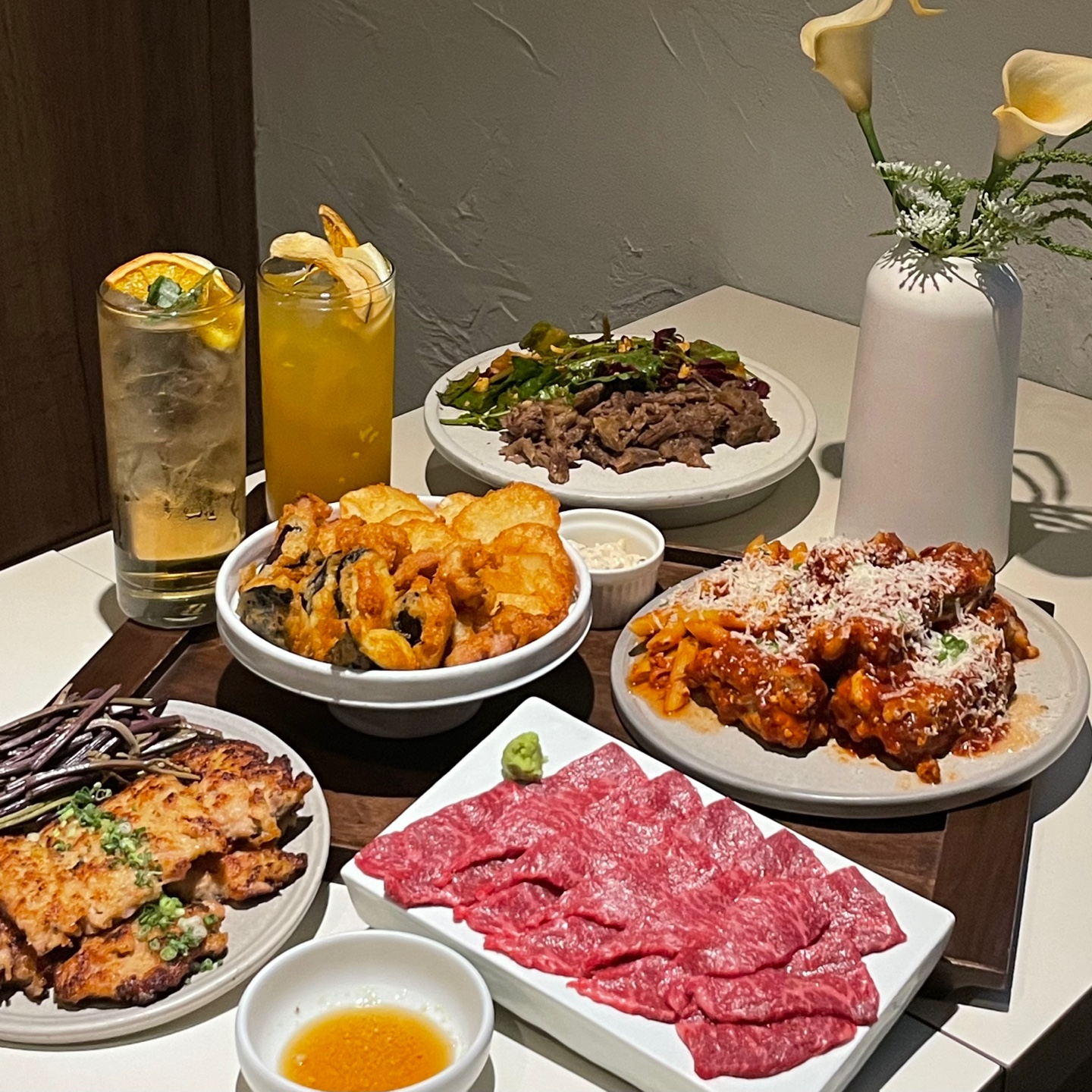 Jam-Yeon bar shelves of Korean traditional liquors and cozy seating