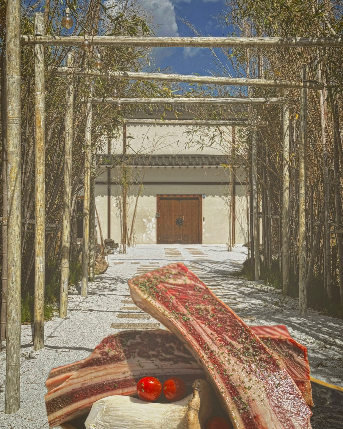 機張で屋外グリルのロアヌ特選ショートリブ