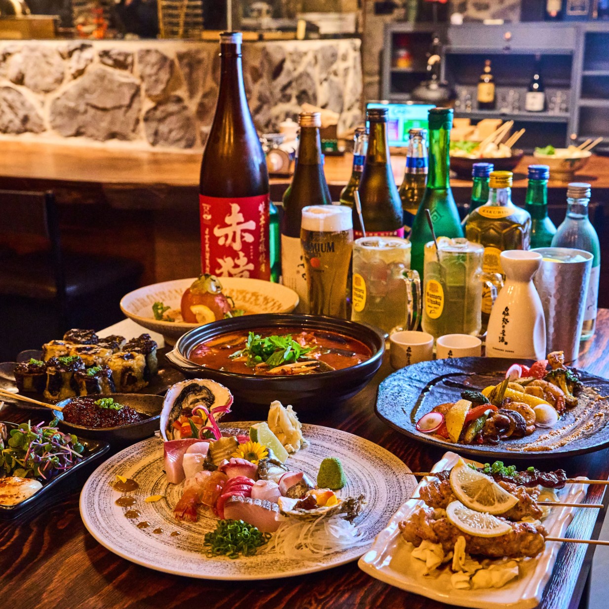 Daemul Bangi izakaya grill with yakitori and robata flames