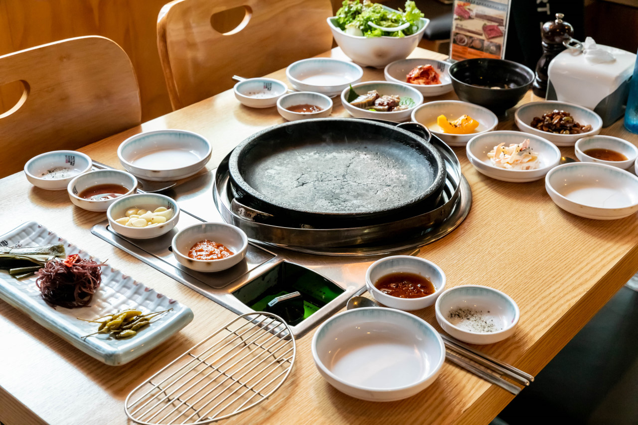 朝鮮の韓牛 釜山南浦店のライブファイヤーグリルショー