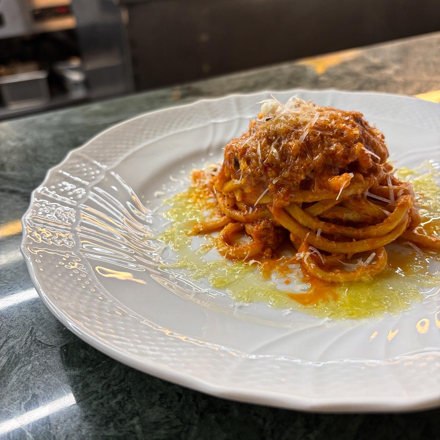 Trattoria Rabbit'Stable pasta station and bar seating