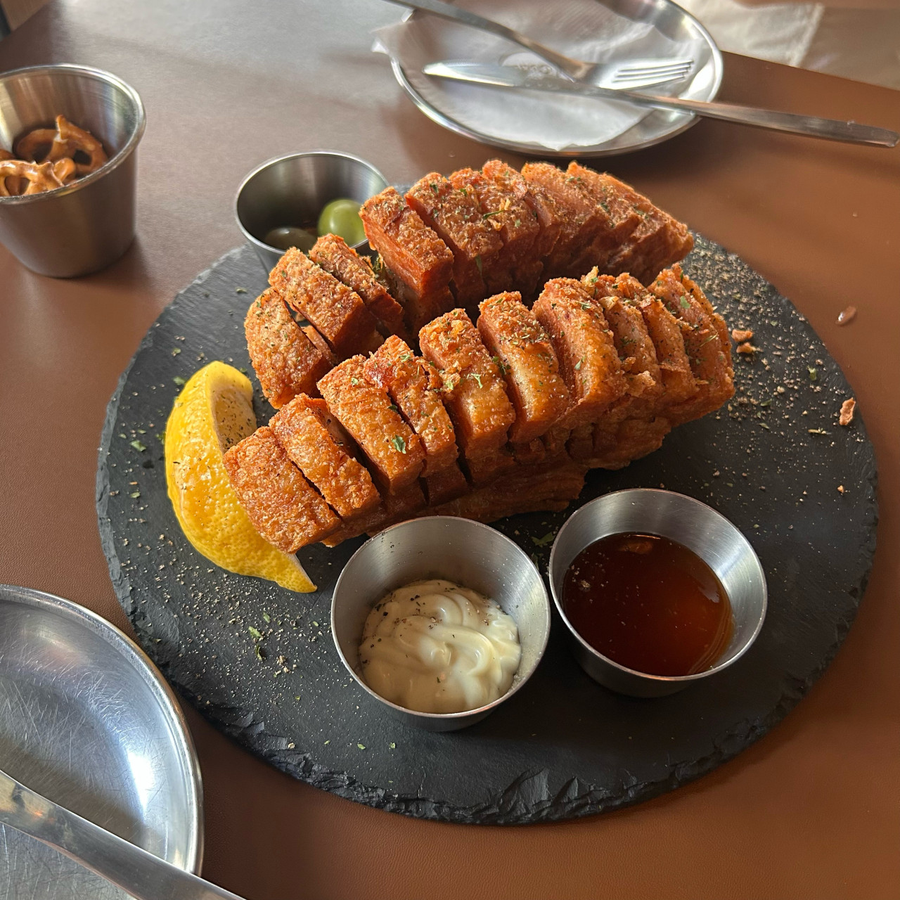 Corii wine pub interior with sharing plates