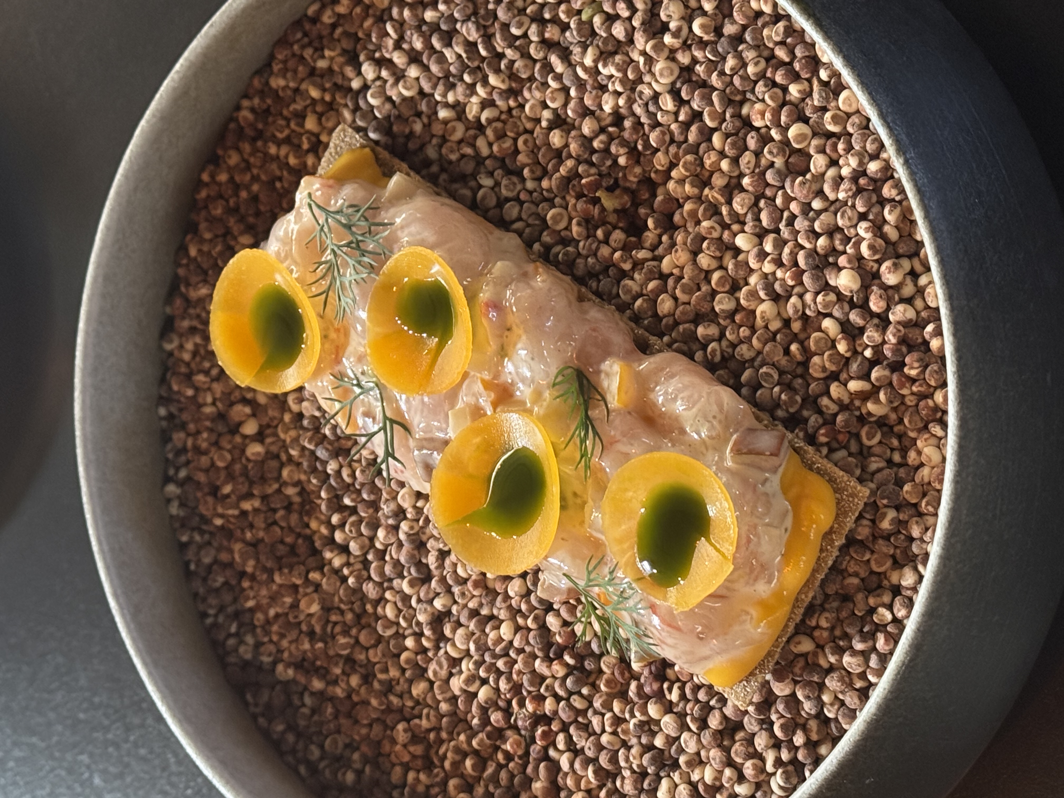 Wood-fired seafood and white wine at Pisces Yeonnam