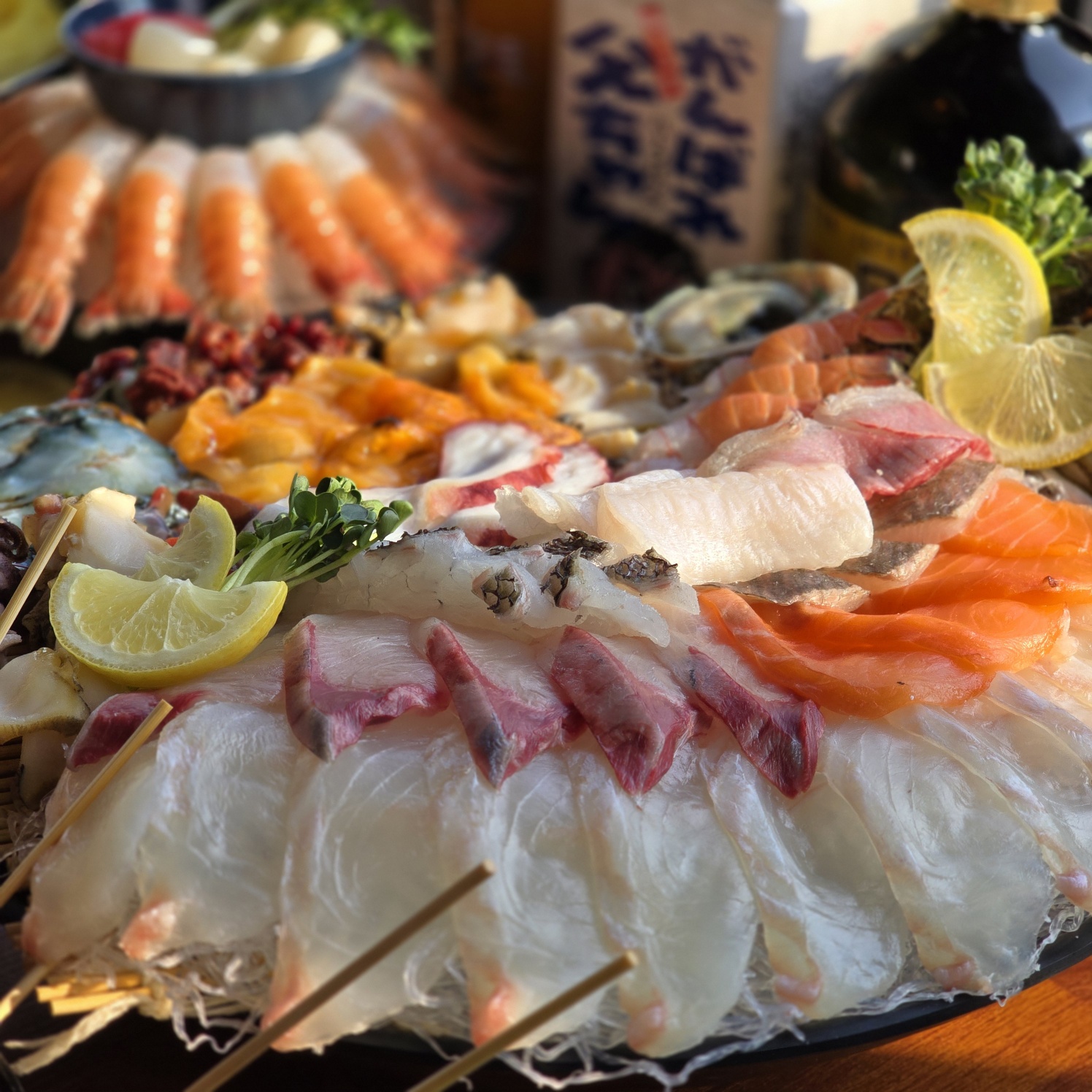 Madoros Hoetjip sashimi with Gwangan Bridge view