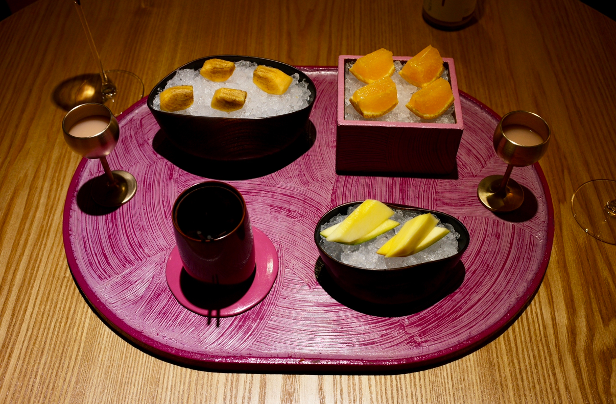 Dokdo 16 Celsius small table with makgeolli and seasonal Korean plates - Image 7