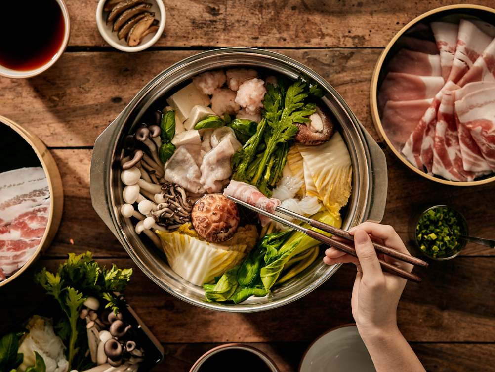 Shabu Sikdang Sangha Cheongdam with Berkshire K pork and seasonal greens