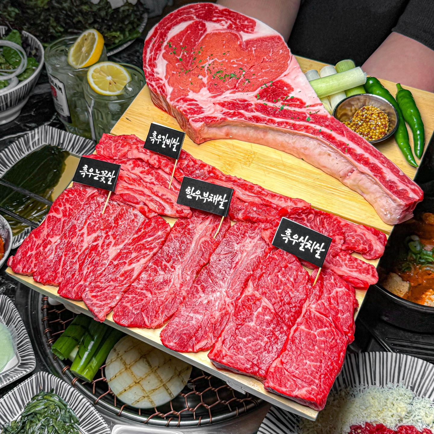 Black Cow Seomyeon assorted beef platter with marbling