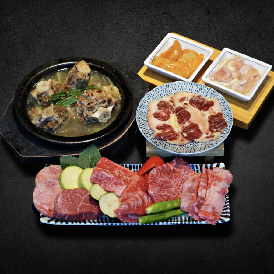 Ushiya Yeoksam personal charcoal grill with Korean beef cuts