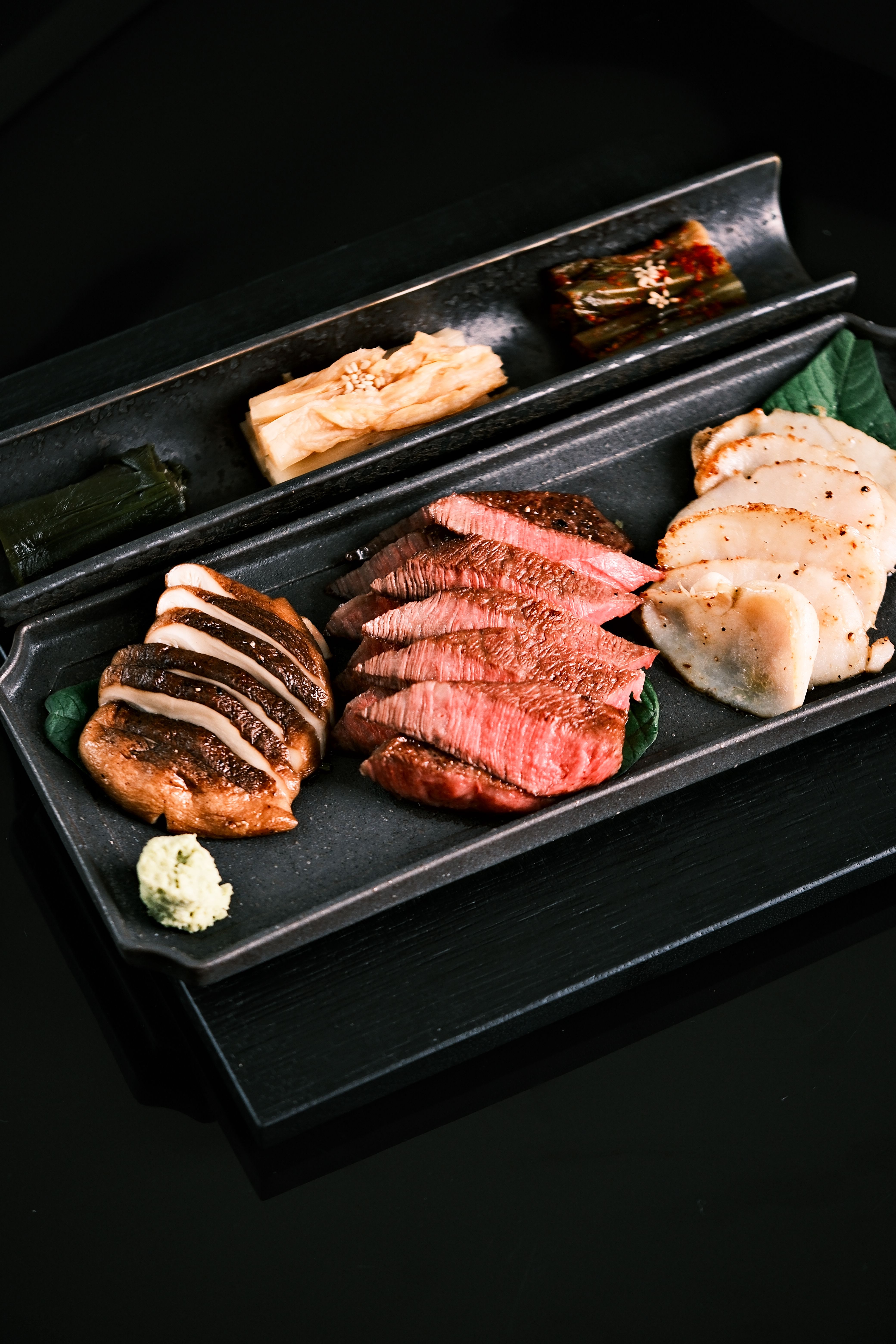 Rice-straw-smoked Hanwoo++ grilled trio (add-on)
