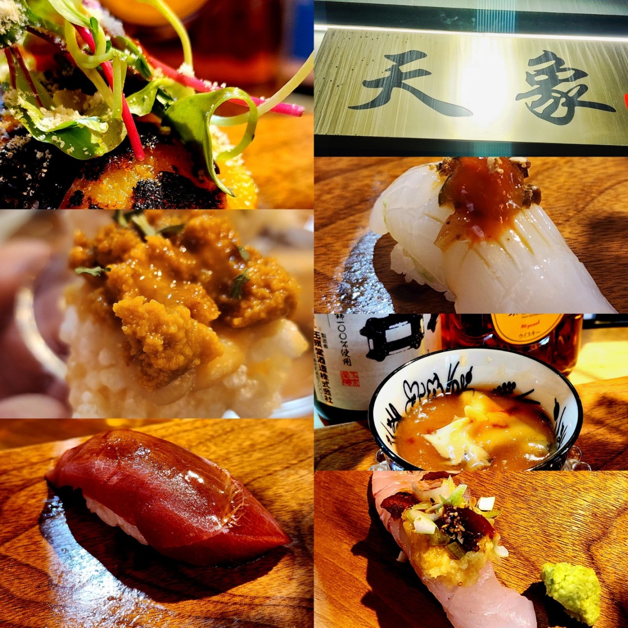 Sushi Tensho omakase counter with seasonal nigiri