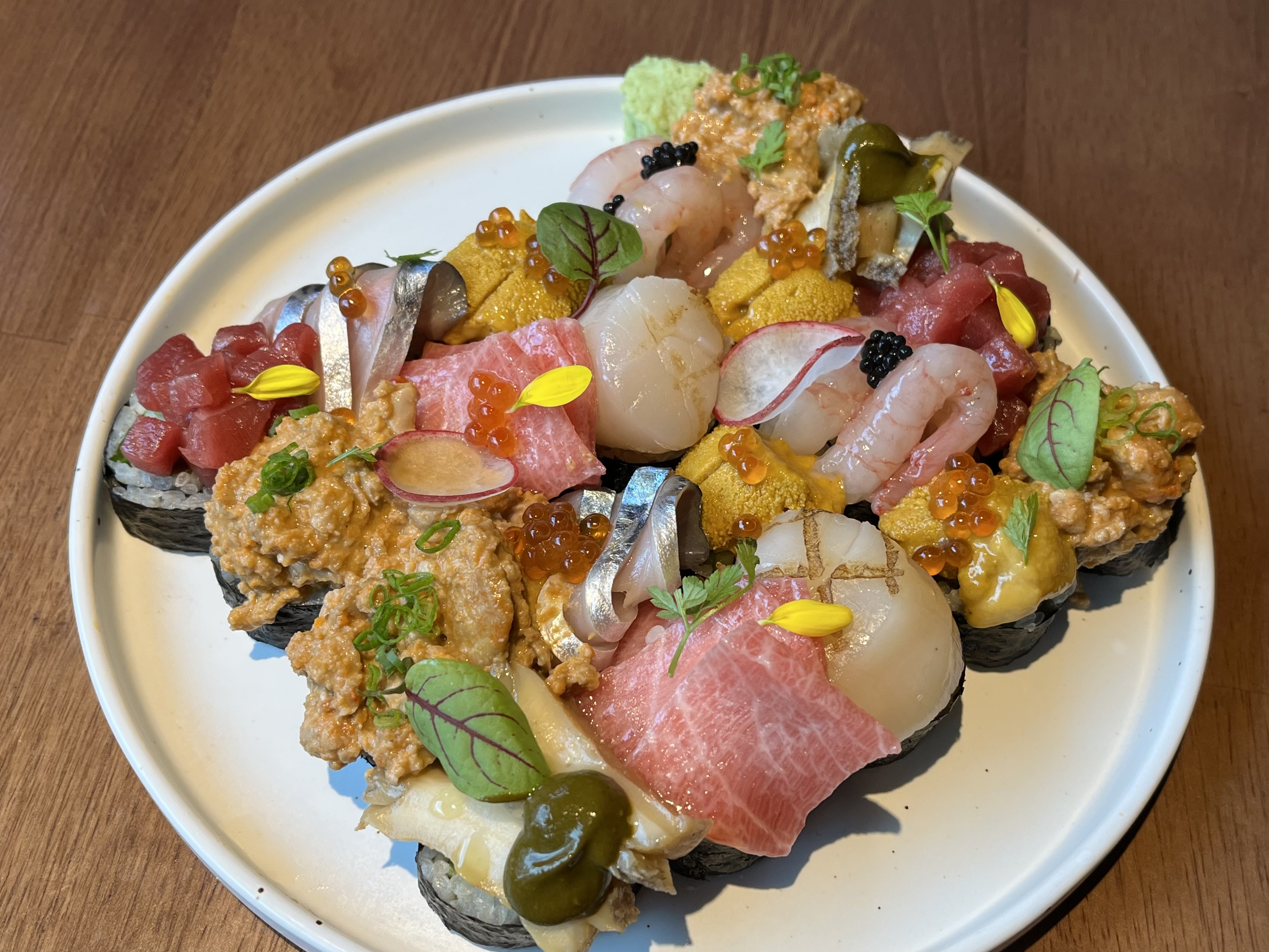 JW dining izakaya course with tempura and sashimi