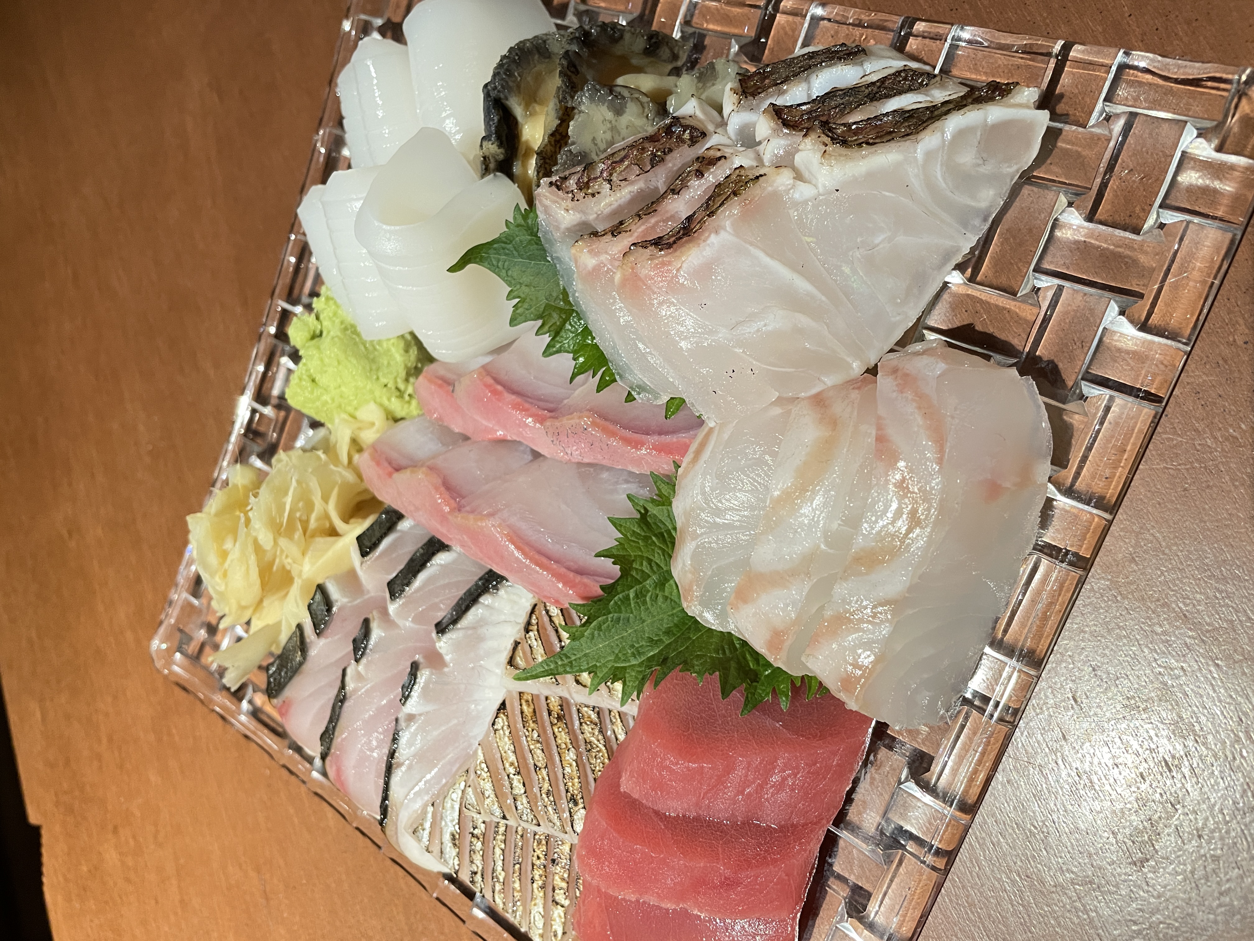 Chef's Collection sashimi bar with aged fish and highballs