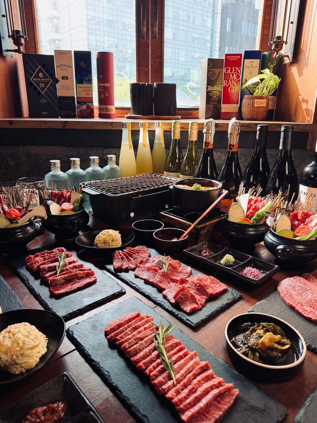 Premium wagyu over live charcoal at Uhui Euljiro