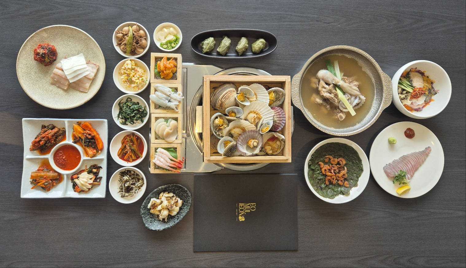 EOMULJEON Paldo refined seafood courses plated elegantly