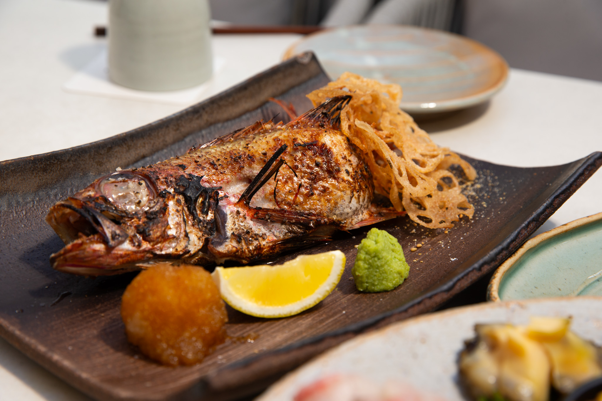 Osa Hannam 大阪スタイルの炉端焼きカウンターと串料理