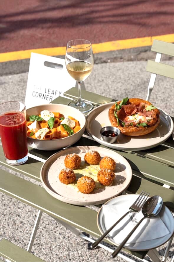 Bright brunch plates at The Leafy Corner