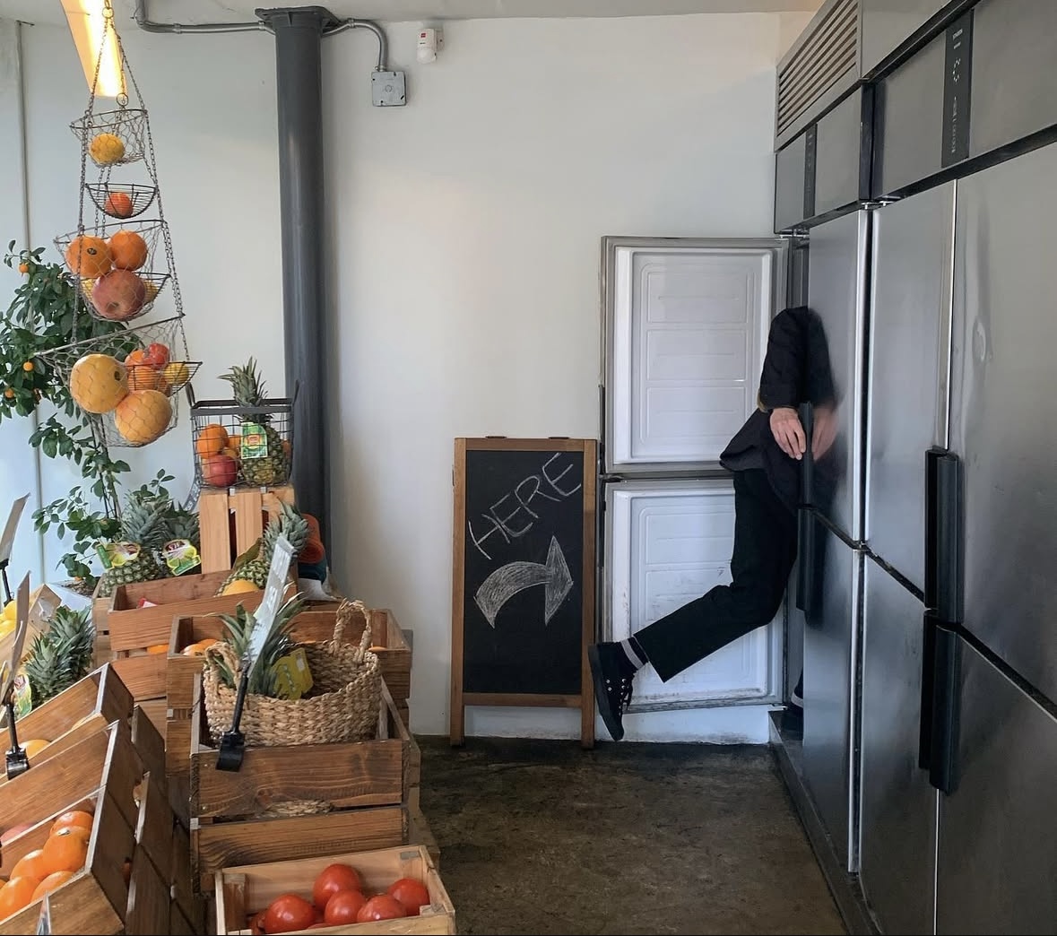Jeanfrigo speakeasy entrance disguised as a fruit shop
