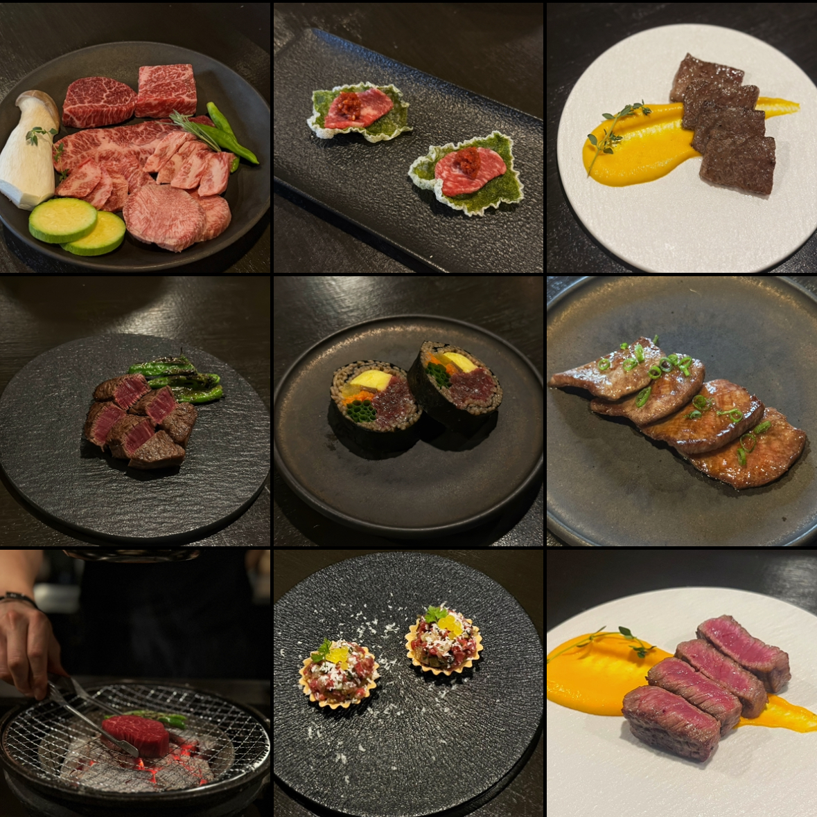 Personal charcoal grills for Hanwoo omakase at Gado