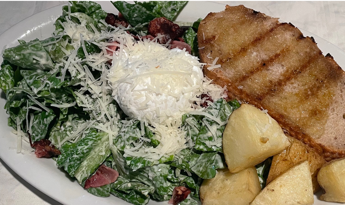 Le Brunchic Daechi pancake platter omelet and coffee