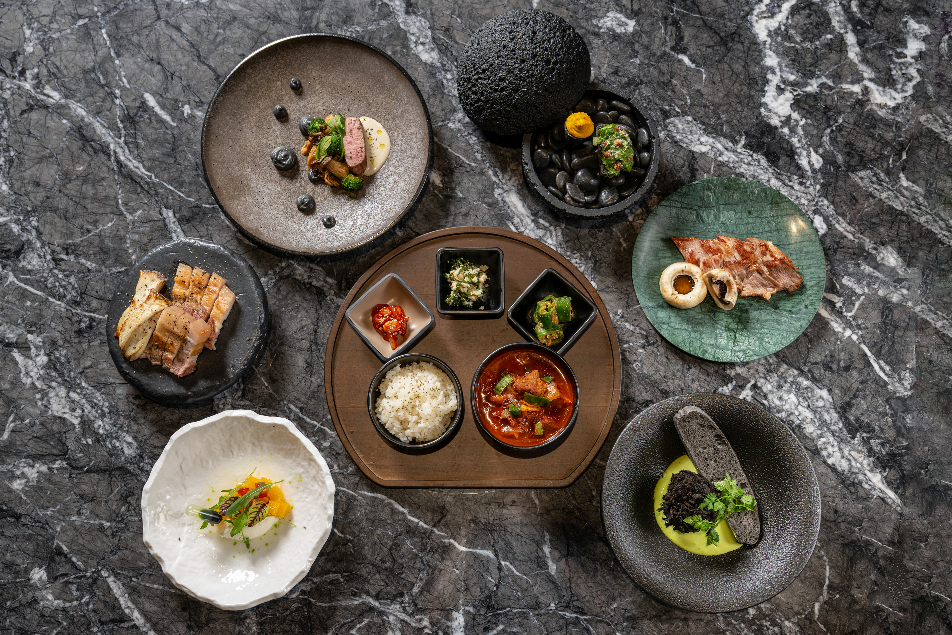 Andon Songdo serene pork omakase bar with charcoal