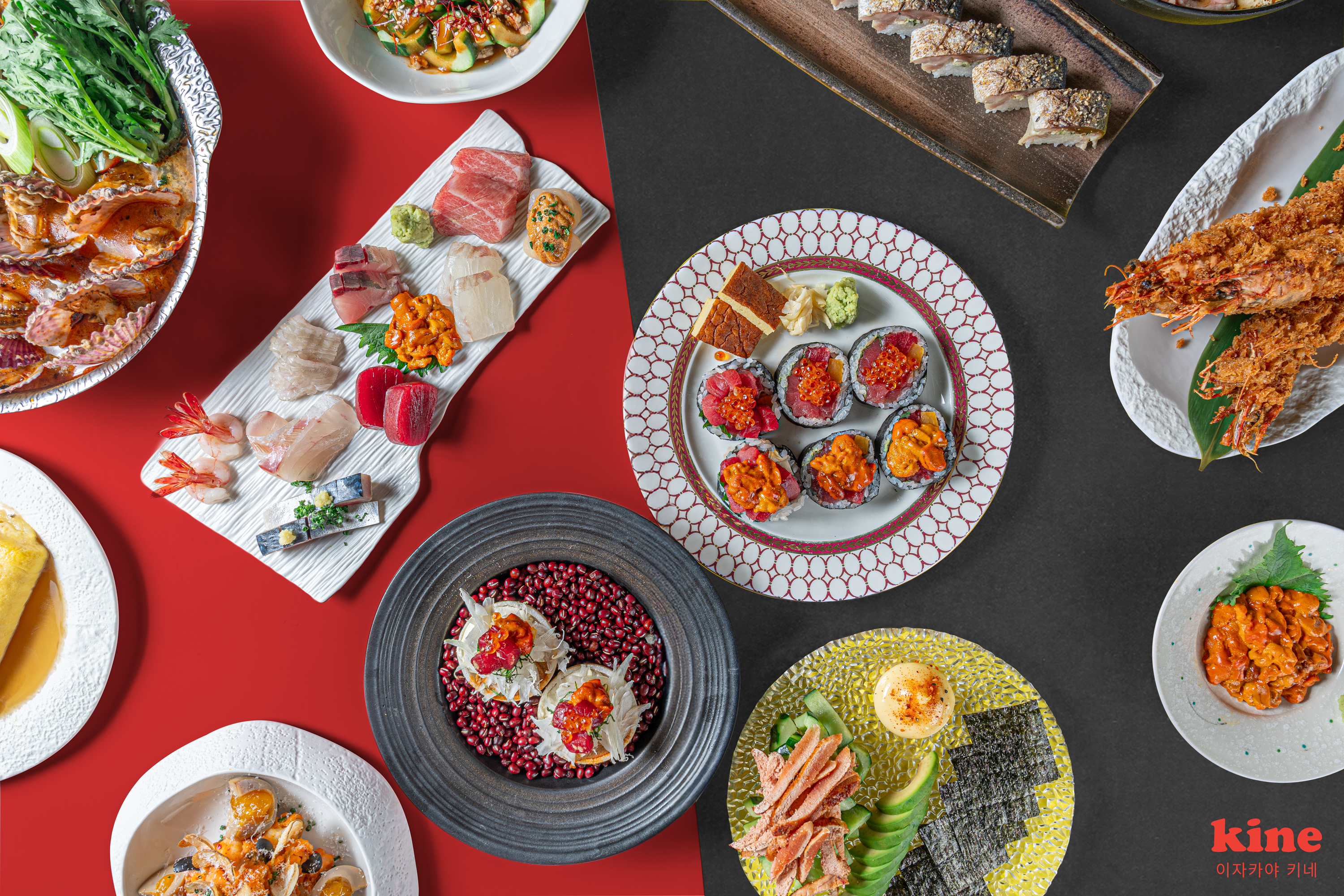 Izakaya Kine 的吧台座位與壽司御任