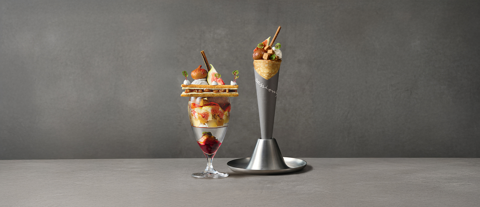 Passion5 towering parfait with handmade gelato and seasonal fruit