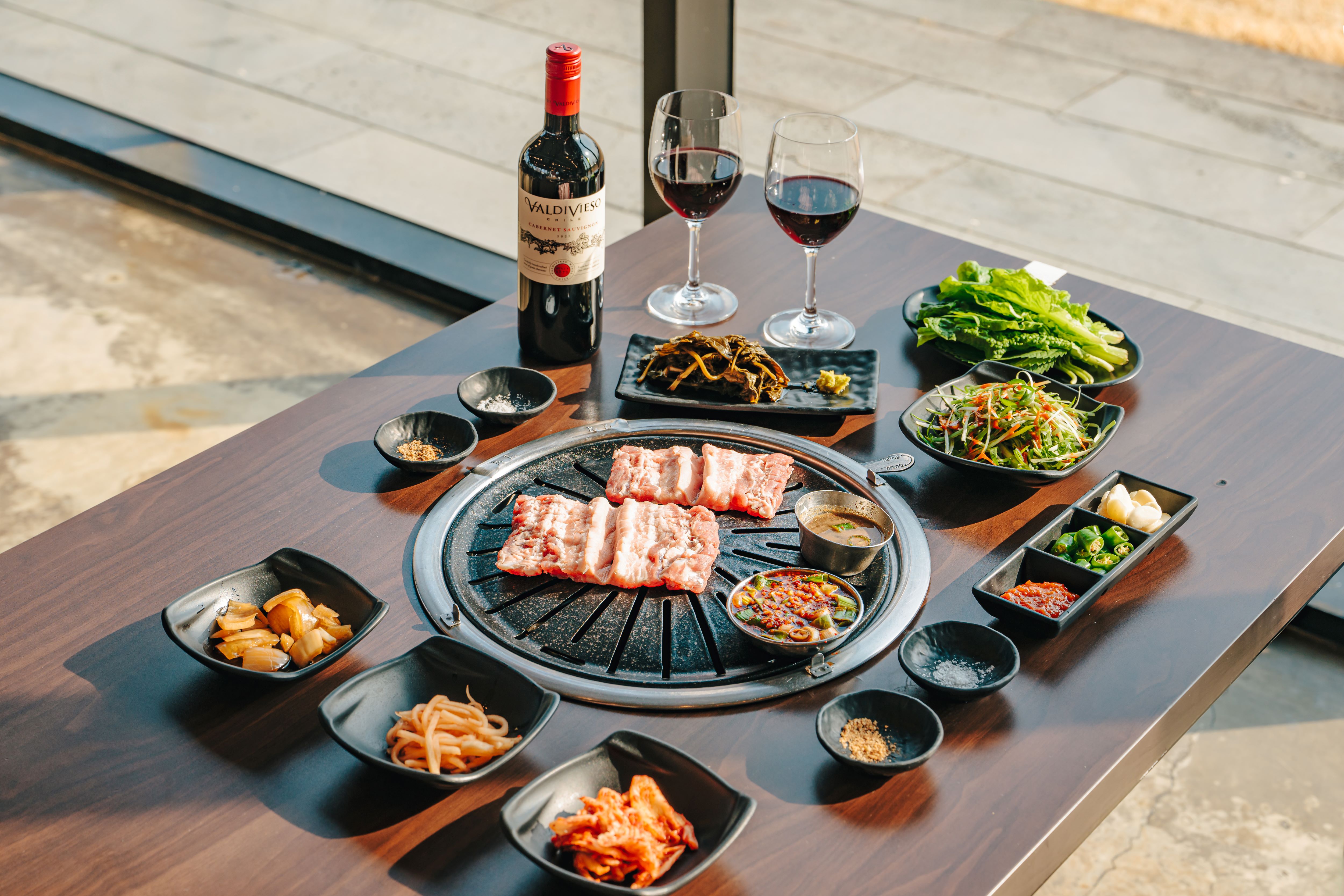 Black ranch signature black pork ribs with green onion sauce and scenic view