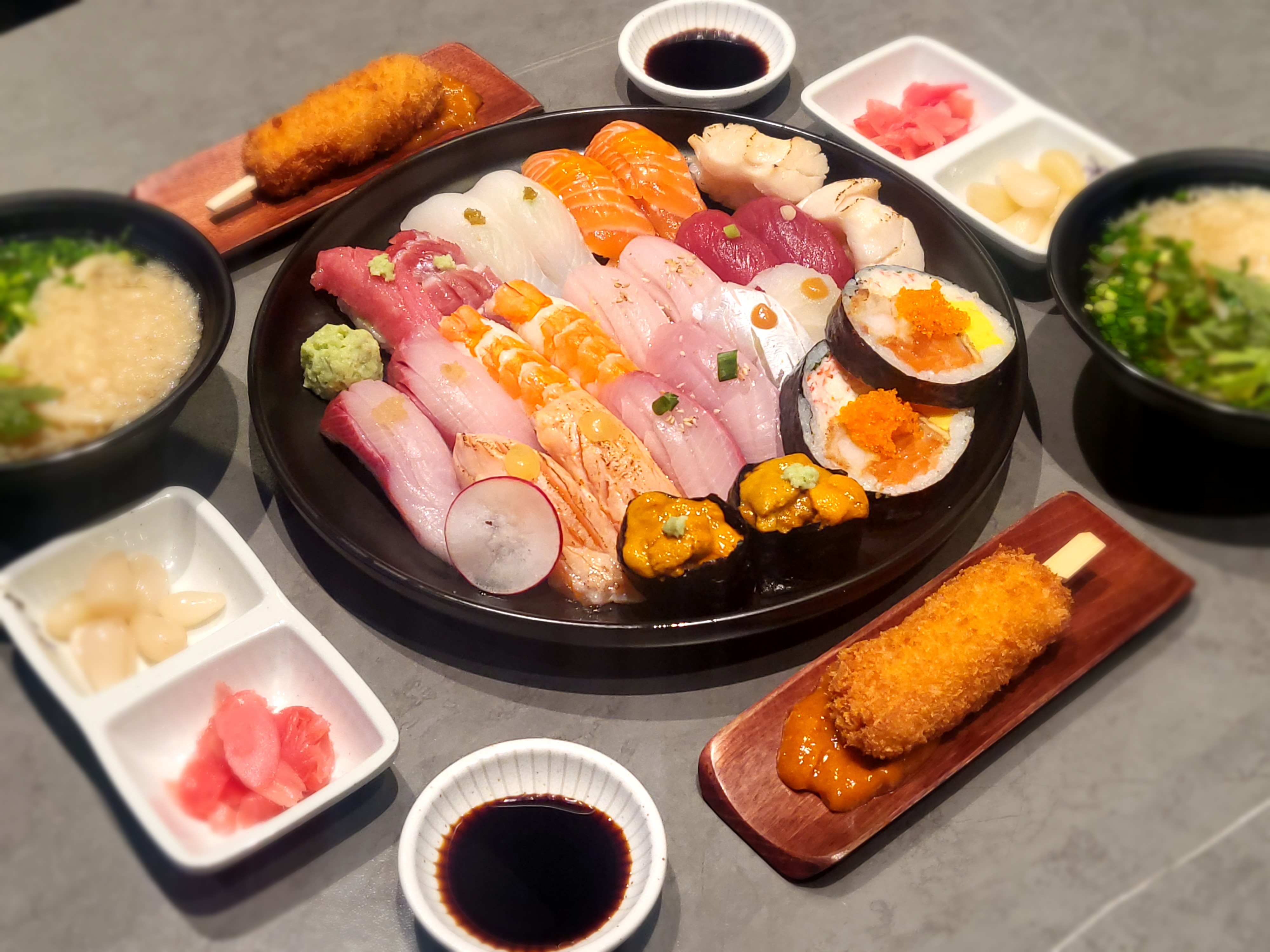Robata egil寿司，油亮大腹鱼与温热乌冬面