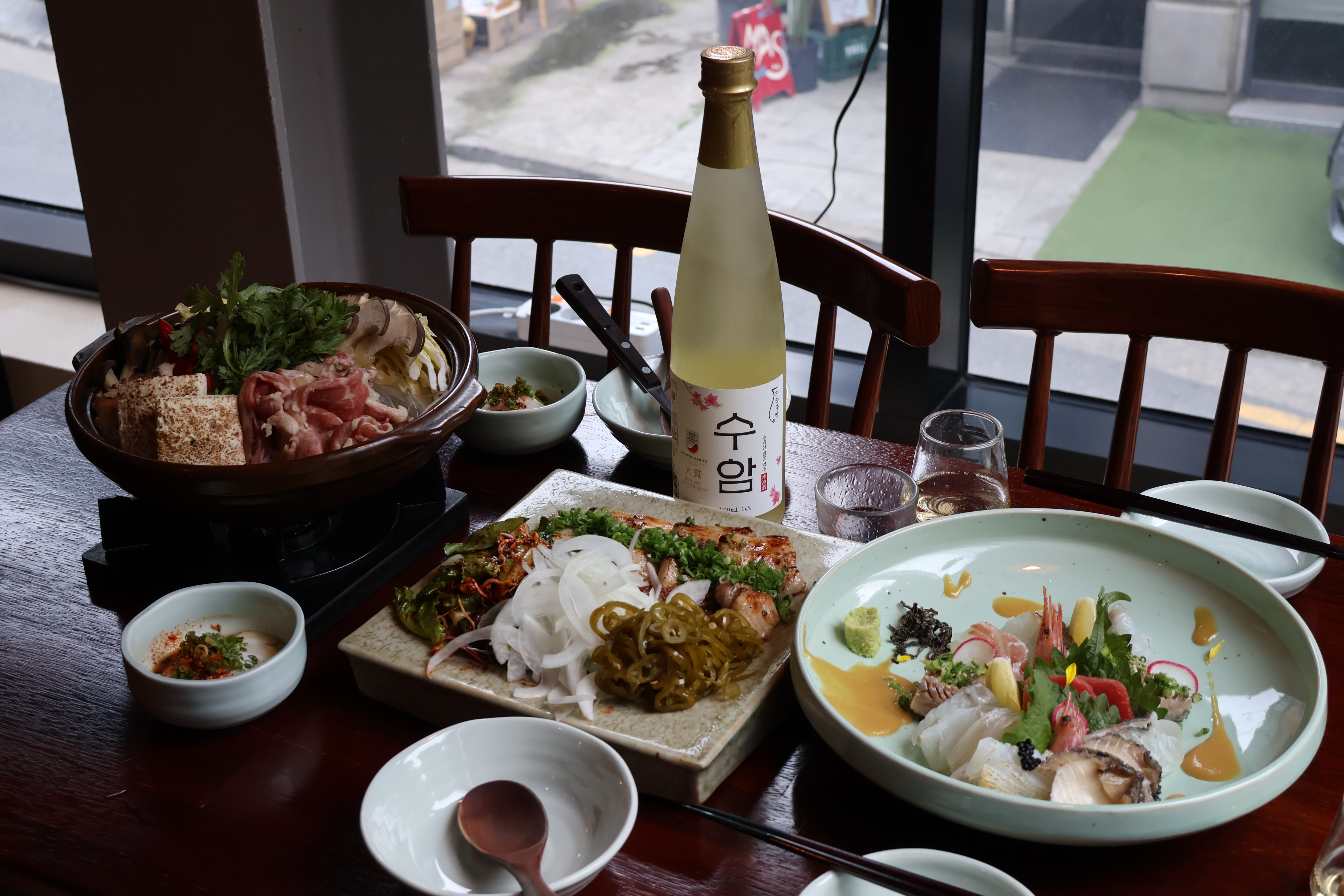 Akasani seasonal Japanese-Korean plates at the counter