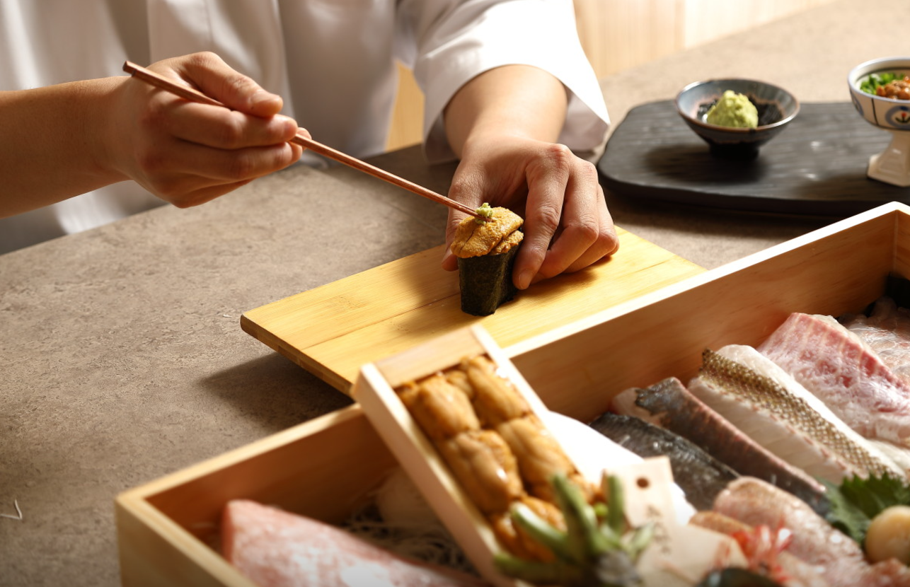 Olympic Ginza course set with aged sashimi in private room setting